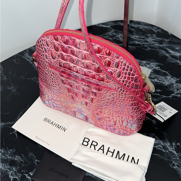 BRAHMIN Melbourne Small Georgina Leather Crossbody Magenta Pink Bag AUTHENTIC - Picture 11 of 14